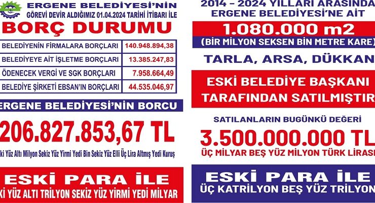 T.C. ERGENE BELEDİYE BAŞKANI MÜGE YILDIZ TOPAK’TAN BORÇ DURUMU İLE İLGİLİ BASIN AÇIKLAMASI