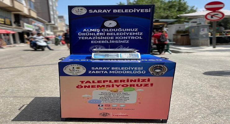 Saray Belediyesi’nden pazarda terazi kontrol istasyonu