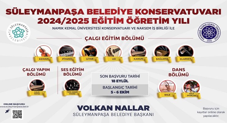 Süleymanpaşa Belediye Konservatuvarı kayıtları başladı