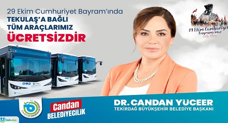 TEKİRDAĞLIYA TOPLU TAŞIMA CUMHURİYET BAYRAMI’NDA ÜCRETSİZ