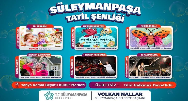 Süleymanpaşa Belediyesinden Çocuklara Ara Tatil Müjdesi