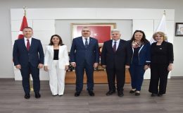 PROF. DR. GJORGE IVANOV VE BERABERİNDEKİ HEYETTEN REKTÖRE ZİYARET