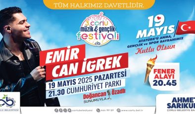 Bayram Coşkusu 3. Çorlu Müzik ve Gençlik Festivali ile Katlanacak
