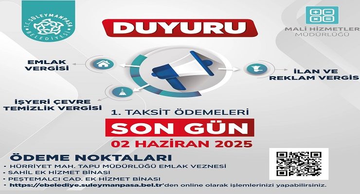 Emlak, İlan-Reklam ve Çevre Temizlik Vergilerinde Son Gün 2 Haziran!