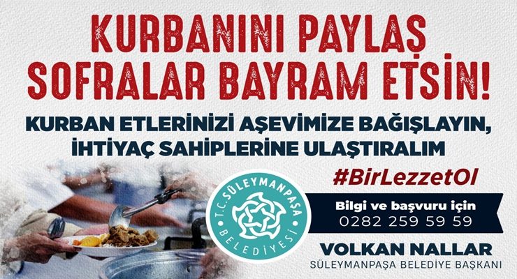Süleymanpaşa Belediyesi Aşevi Kurban Bağışlarını Bekliyor