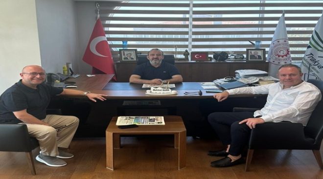 Başkan Soner Ilık ile Meclis Üyesi Hüseyin Mete, TRAKYAKA Genel Sekreteri Mahmut Şahin’i Ziyaret Etti