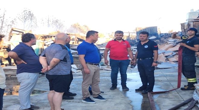 Başkan Sarıkurt Fabrika Yangınını Yerinde İnceledi