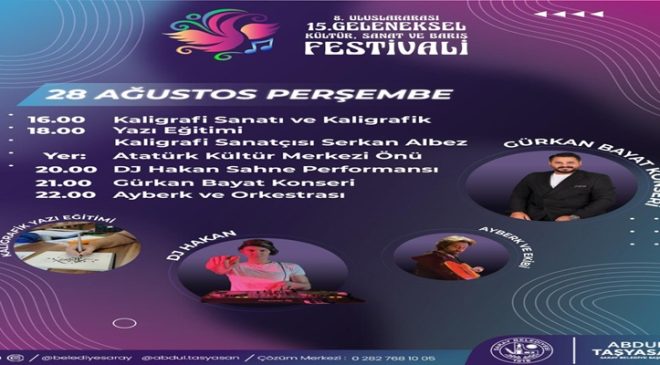 8. Uluslararası Kültür, Sanat ve Barış Festivali başlıyor