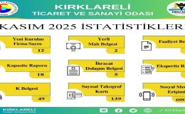 Kırklareli TSO’nun 2025 Yılı Kasım Ayı İçerisinde Gerçekleştirdiği İşlemlerin İstatistikleri Paylaşıldı