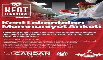 TEKİRDAĞ KENT LOKANTALARI’NDA MEMNUNİYET ORANI YÜZDE 98