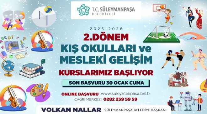 Süleymanpaşa Belediyesi Kış Okulları İkinci Dönem Kayıtları Başladı