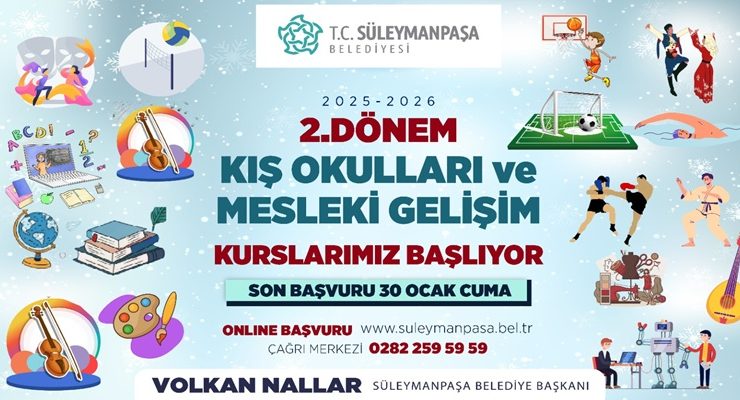 Süleymanpaşa Belediyesi Kış Okulları İkinci Dönem Kayıtları Başladı