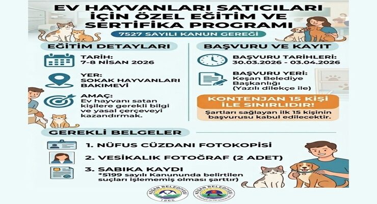 Keşan Belediyesi’nden Ev Hayvanı Satıcılarına Zorunlu Eğitim