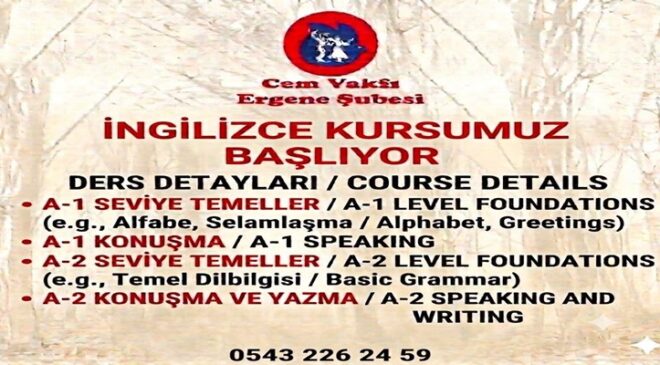 Ergene Cem Vakfı’ndan Çocuklara İngilizce Desteği: A1 ve A2 Seviyesinde Kurs Başlıyor