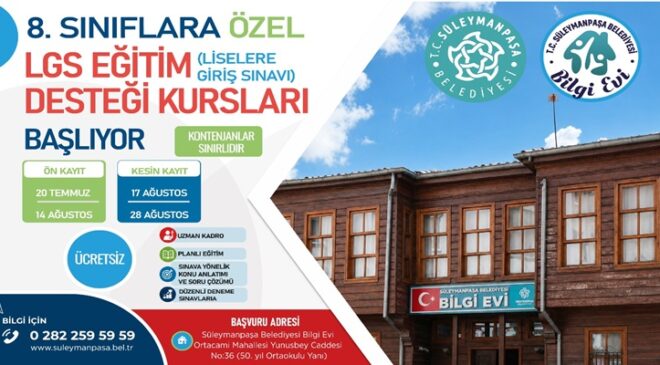 Süleymanpaşa Belediyesi Bilgi Evi Kayıtları Başlıyor