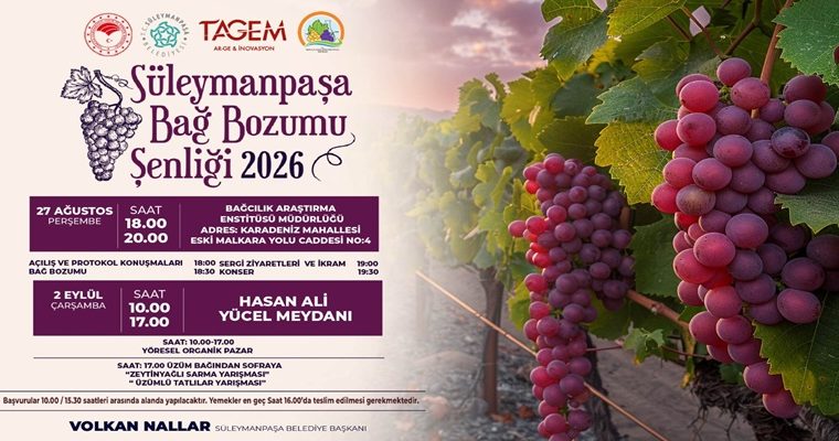 Süleymanpaşa Bağbozumu Şenliğine Davetlisiniz