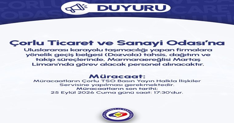 ULUSLARARASI GEÇİŞ BELGESİ (DOZVOLA) DAĞITIM VE TAKİP PERSONELİ ALINACAKTIR
